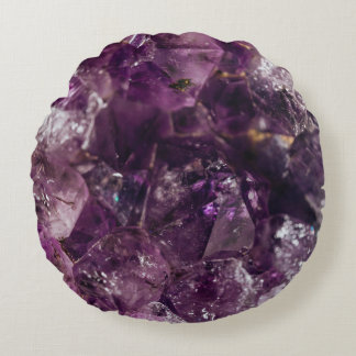 Amethyst Crystal Mönster Rund Kudde