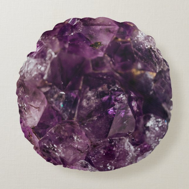 Amethyst Crystal Mönster Rund Kudde (Framsidan)