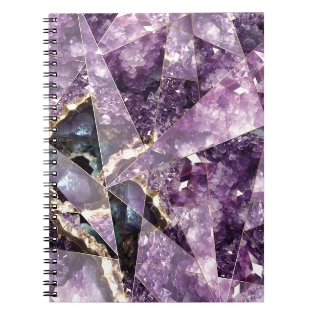 Amethyst crystals gemstones Spiral Photo Notebook Anteckningsbok (Framsidan)