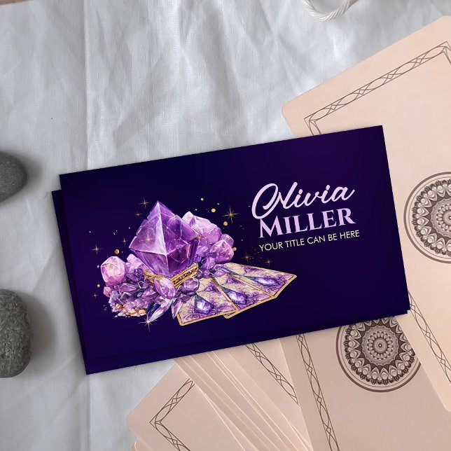 Amethyst Crystals och Tarot/Oracle-kort Visitkort (Skapare uppladdad)