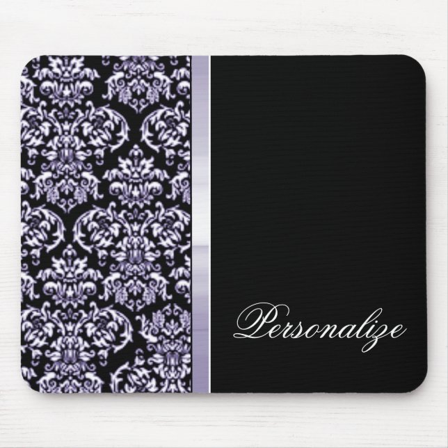 Amethyst Damask Ribbon Mousepad Musmatta (Framsidan)