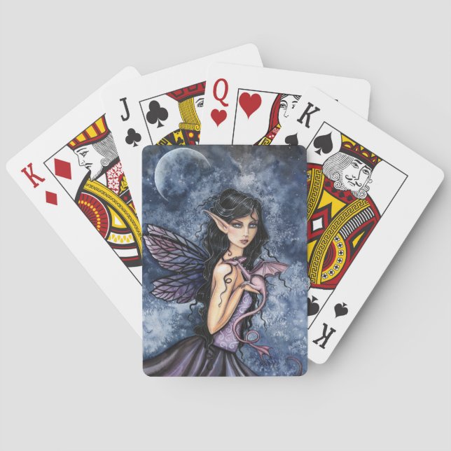 Amethyst Drak Få Fantasi Konst Casinokort (Baksidan)
