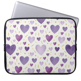 Amethyst Dröm Vattenfärg Hjärtan Laptop Fodral