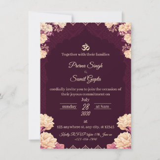 Amethyst Elegance: Floral Purple Wedding Invitatio Inbjudningar