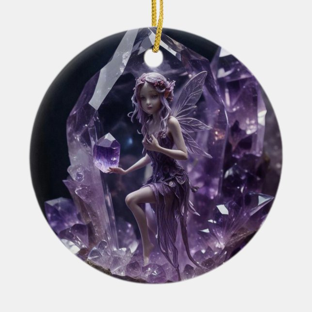 Amethyst Fairy Crystal Julgransprydnad Keramik (Framsidan)