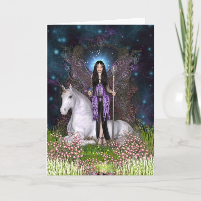 Amethyst fe- & Unicornkort Kort (Framsida)