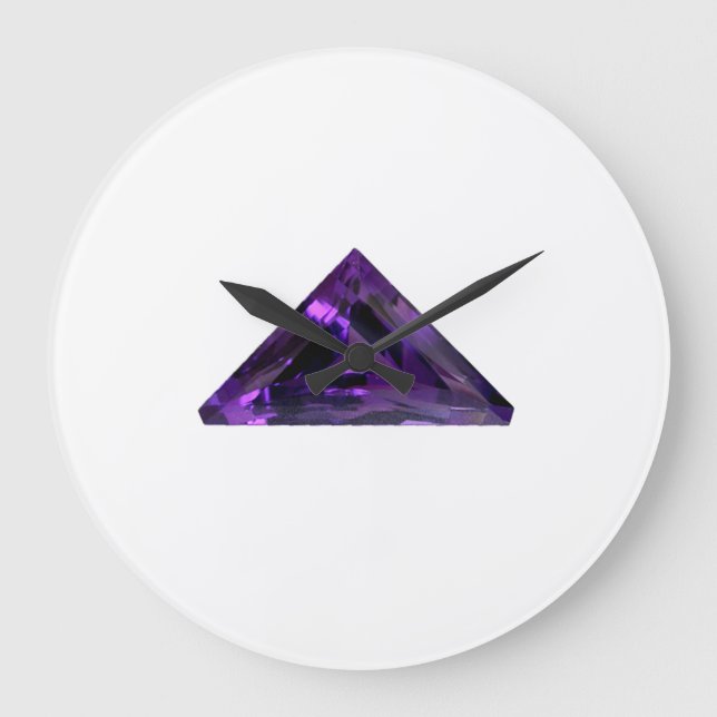 Amethyst, februari Birthstone Lila Large Clock Stor Klocka (Framsida)