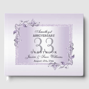 Amethyst Gem & Glitter 33:e Bröllop-årsdagen Gästböcker