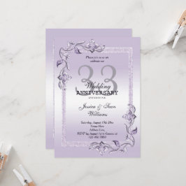 Amethyst Gem & Glitter 33:e Bröllop-årsdagen Inbjudningar
