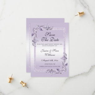 Amethyst Gem & Glitter 33:e Bröllop-årsdagen Spara Datumet
