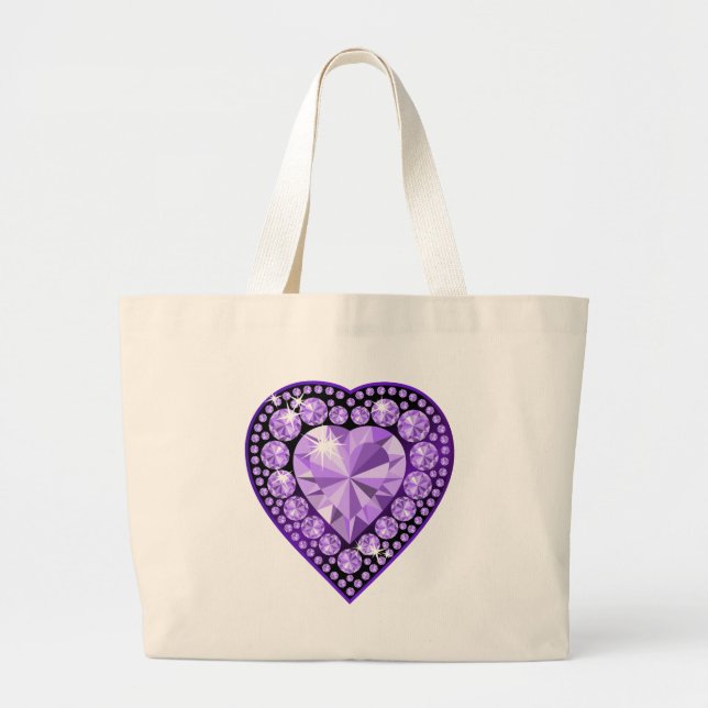 Amethyst Gem-hjärta Jumbo Tygkasse (Framsidan)