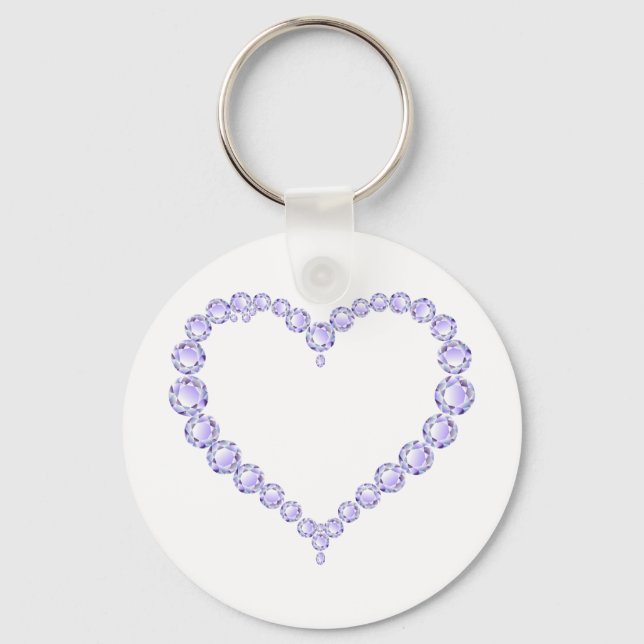 Amethyst Gem-hjärta Nyckelring (Framsida)