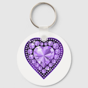Amethyst Gem-hjärta Nyckelring