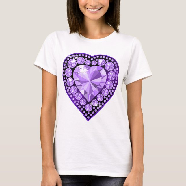 Amethyst Gem-hjärta Tee (Framsida)