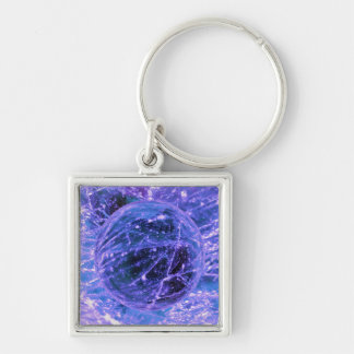 Amethyst Gemstone februari Birthstone Fyrkantig Silverfärgad Nyckelring