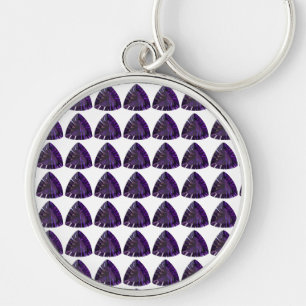 Amethyst Gemstone, februari Birthstone, Lila Rund Silverfärgad Nyckelring