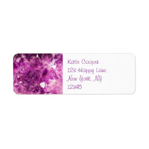Amethyst Gemstone Image Shiny and Sparkly Returadress Etikett