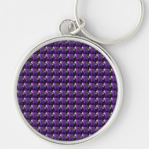 Amethyst Gemstone Lila Rund Silverfärgad Nyckelring