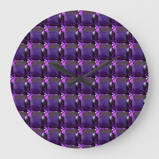 Amethyst Gemstone Lila Stor Klocka (Framsida)