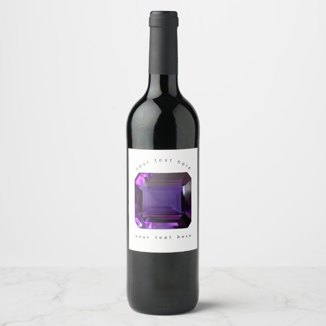 Amethyst Gemstone Lila Vinflaska Etikett (Framsida)