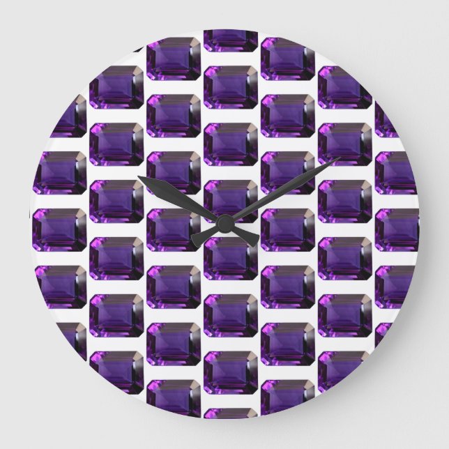 Amethyst Gemstone of Februari Lila Large Clock Stor Klocka (Framsida)
