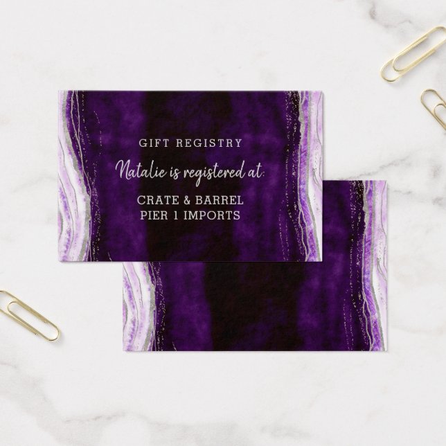 Amethyst Geode Bröllopsdop Gåvoregister Infogad Ko Visitkort (Kontor)