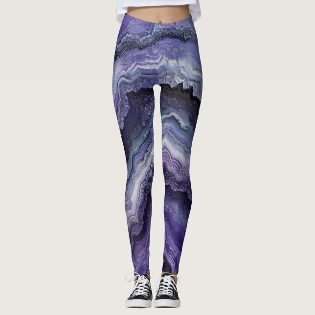 Amethyst Geode Fluid Pour Leggings (Framsida)
