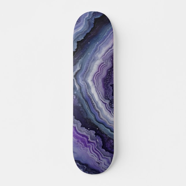 Amethyst Geode Fluid Pour Mini Skateboard Bräda 18,5 Cm (Framsida)