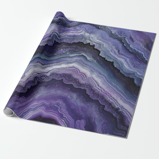 Amethyst Geode Fluid Pour Presentpapper (Utrullad)