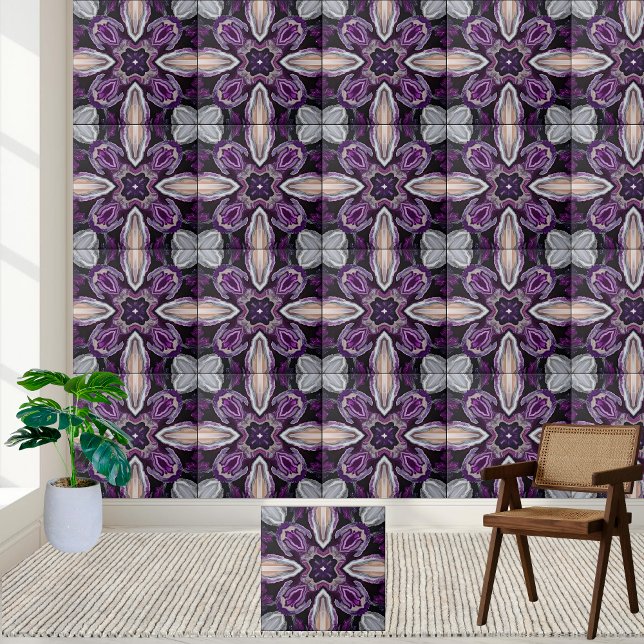 Amethyst Geode Kaleidoscope Tile Kakelplatta (Amethyst Geode Kaleidoscope Tile)