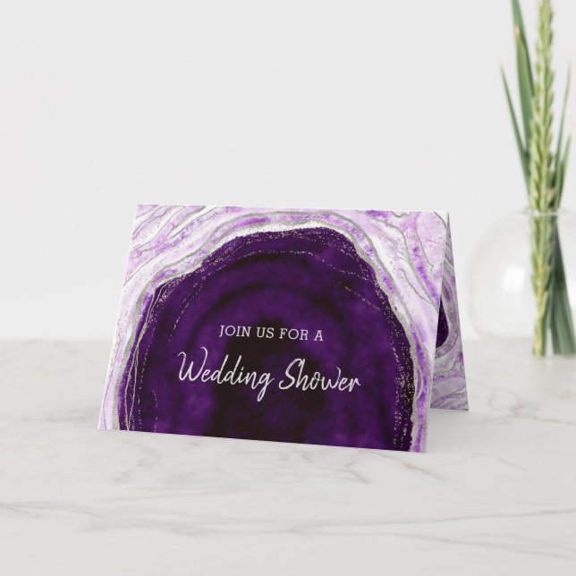 Amethyst Geode Skiva Bröllopsdusch för Par Inbjudan (Framsida)