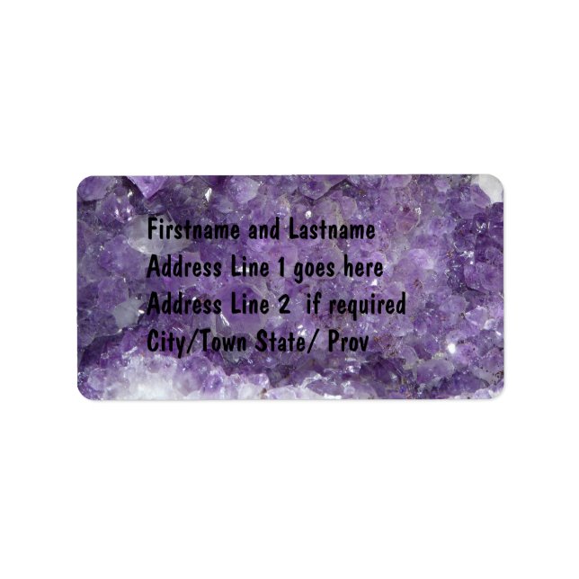 Amethyst Geode - Violet Crystal Gemstone Adressetikett (Framsidan)