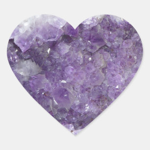 Amethyst Geode - Violet Crystal Gemstone Hjärtformat Klistermärke