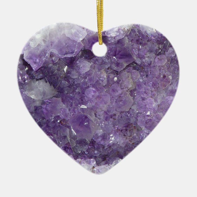 Amethyst Geode - violett Crystal Gemstone Julgransprydnad Keramik (Framsidan)