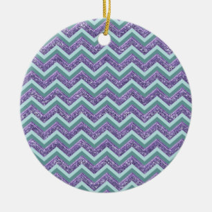 Amethyst Glass Zigzag Mönster Julgransprydnad Keramik