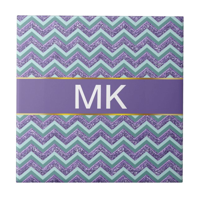 Amethyst Glass Zigzag Mönster Kakelplatta (Framsidan)