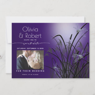 Amethyst Glow Save Date Moonlight Dragonfly Inbjudningar