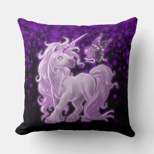 Amethyst Gnistra Rosa Unicorn Kudde (Framsida)