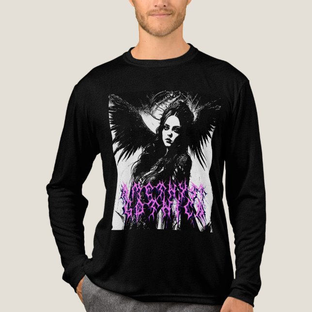 Amethyst Gothica Mörk Angel Longsleeve T Shirt (Framsida)