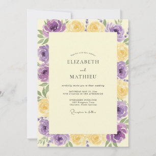 Amethyst Gul Ranunculus Eucalyptus Bröllop Inbjudningar