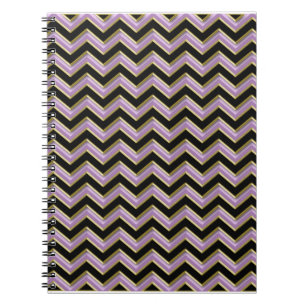 Amethyst Guld Black Zigzag Mönster Anteckningsbok Med Spiral
