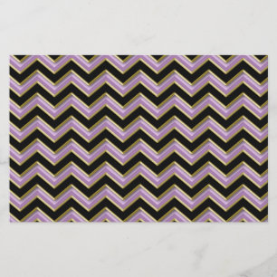 Amethyst Guld Black Zigzag Mönster Brevpapper