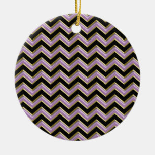 Amethyst Guld Black Zigzag Mönster Julgransprydnad Keramik