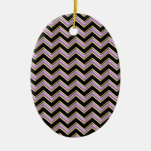 Amethyst Guld Black Zigzag Mönster Julgransprydnad Keramik