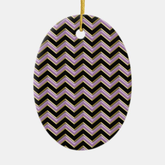 Amethyst Guld Black Zigzag Mönster Julgransprydnad Keramik (Framsidan)