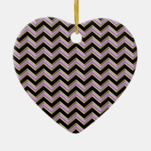 Amethyst Guld Black Zigzag Mönster Julgransprydnad Keramik