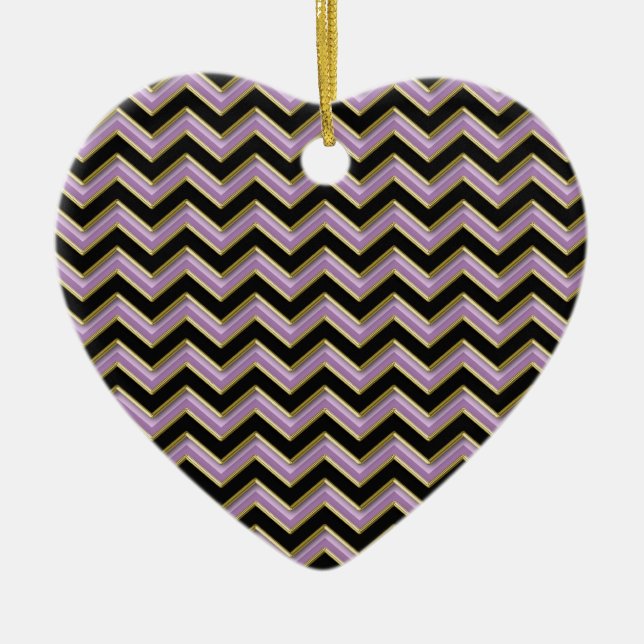 Amethyst Guld Black Zigzag Mönster Julgransprydnad Keramik (Framsidan)