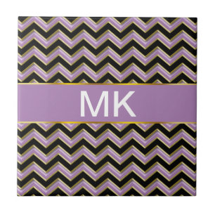 Amethyst Guld Black Zigzag Mönster Kakelplatta