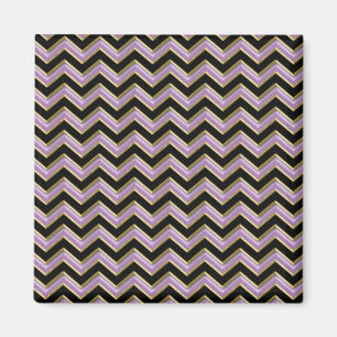 Amethyst Guld Black Zigzag Mönster Magnet