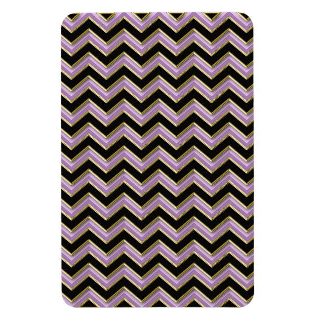 Amethyst Guld Black Zigzag Mönster Magnet (Vertikal)